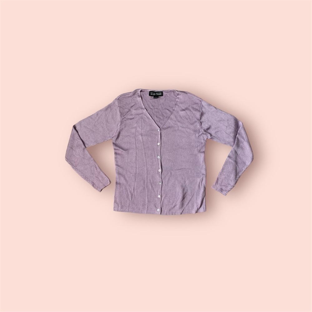 Linda Allard Ellen Tracy 100% viscose v neck button down cardiga